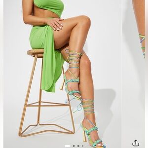 Fashion Nova Strappy Sandals - Blue and Green